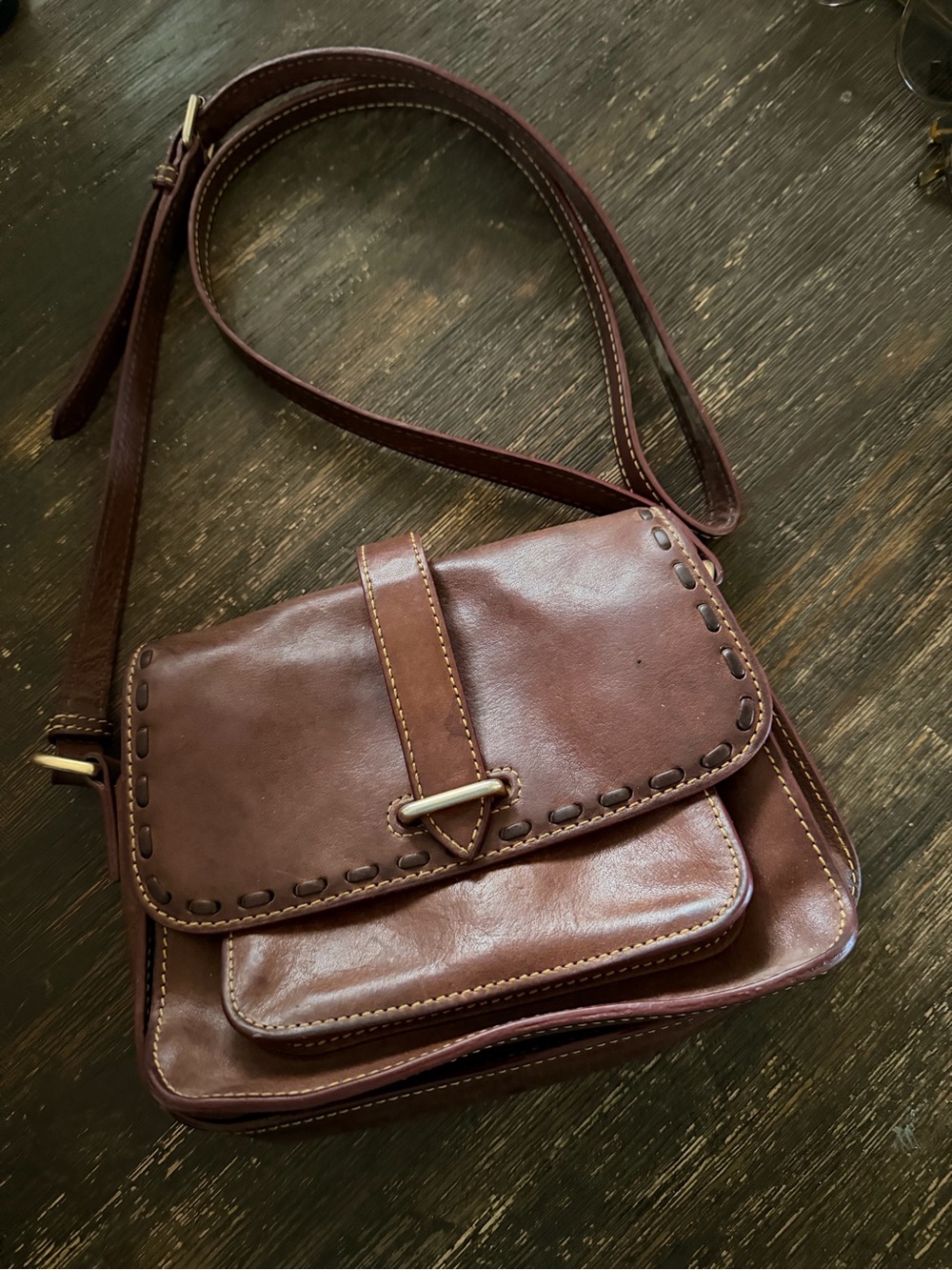 Dooney & Bourke Brown Leather Crossbody Saddle Bag